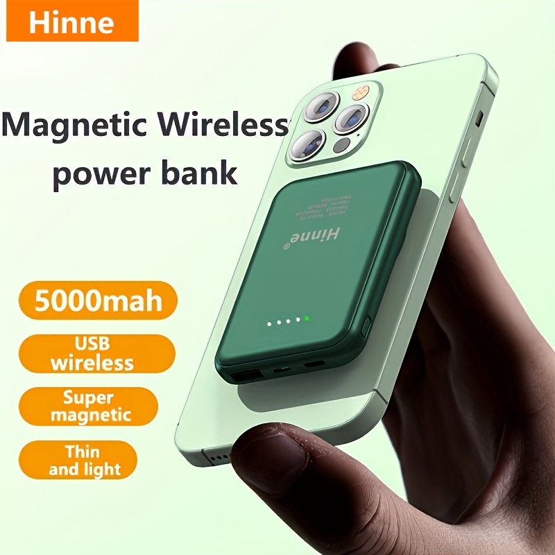 5000mah Magnetic Wireless Charging Power Bank Compatible - Temu