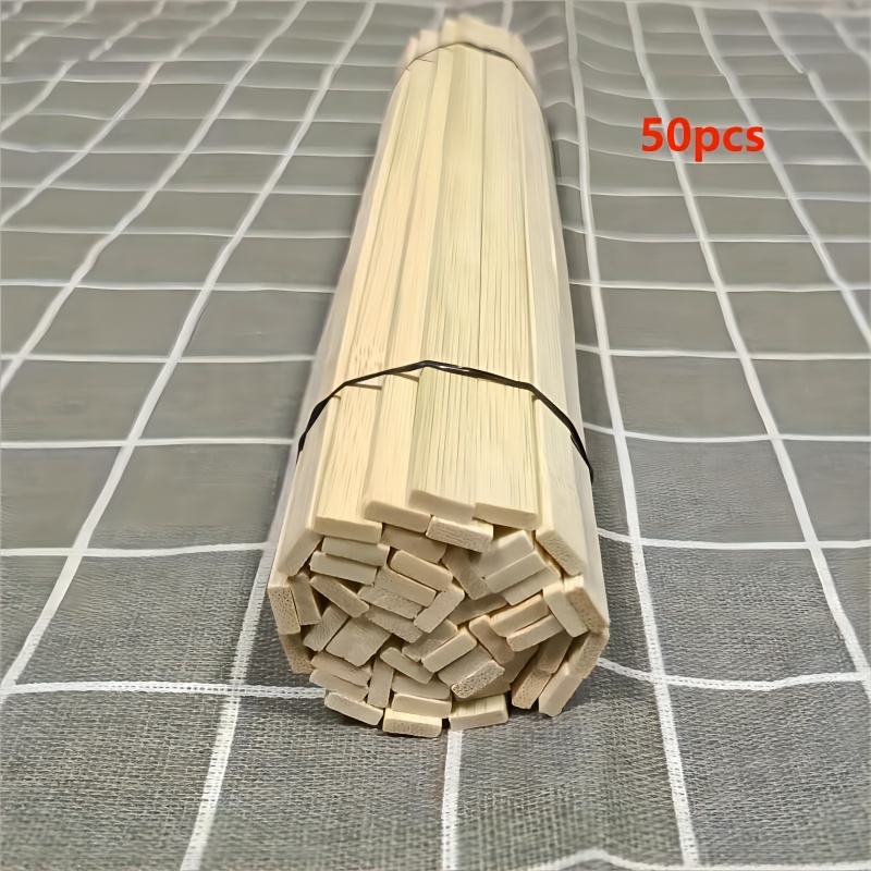 Bastoncini Bamboo,50 pcs Bastoncini Legno per Lavoretti Strisce di Bambù  (v8C) 