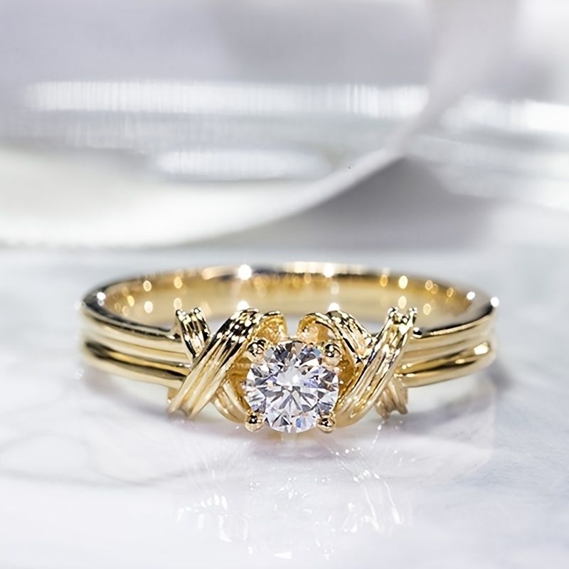 white zircon interwoven pattern ring groove ring jewelry wedding engagement ring anniversary gift details 1