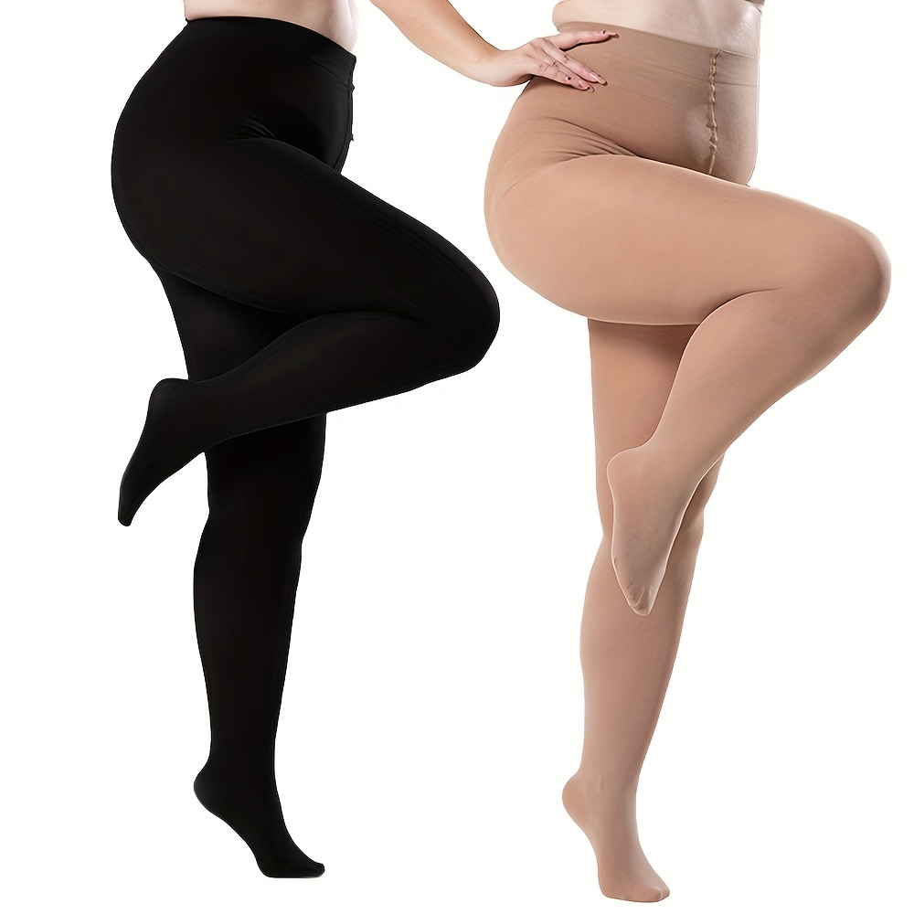 Plus Size Tights High Waist Soft Semi Sheer Opaque Pantyhose - Temu Canada