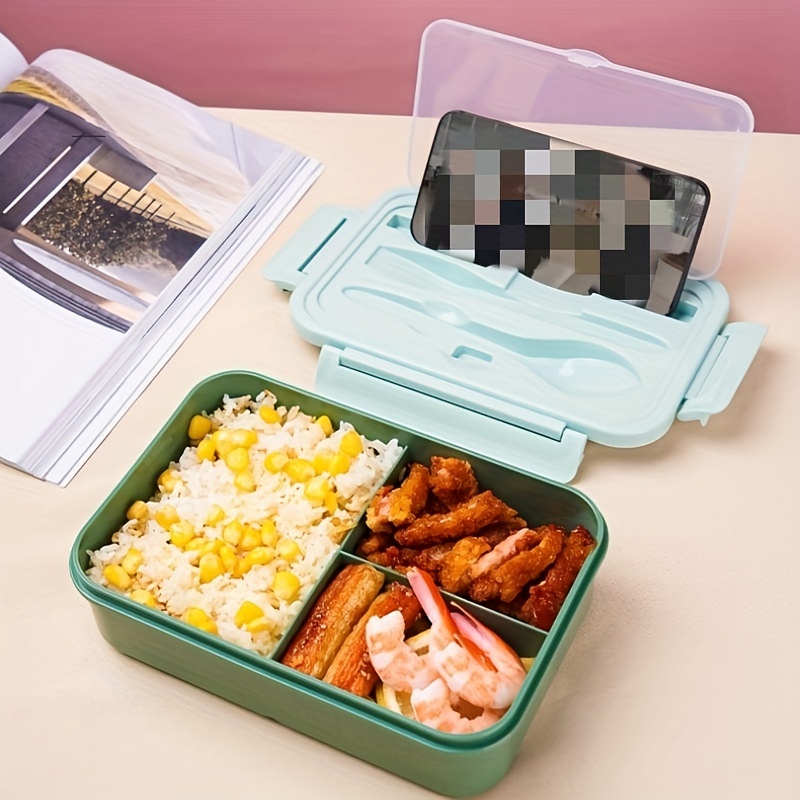 Boîte à Lunch 3 Compartiments et Couverts, Boîte à Bento étanches, Boîte  Bento avec Couverts, Contenants