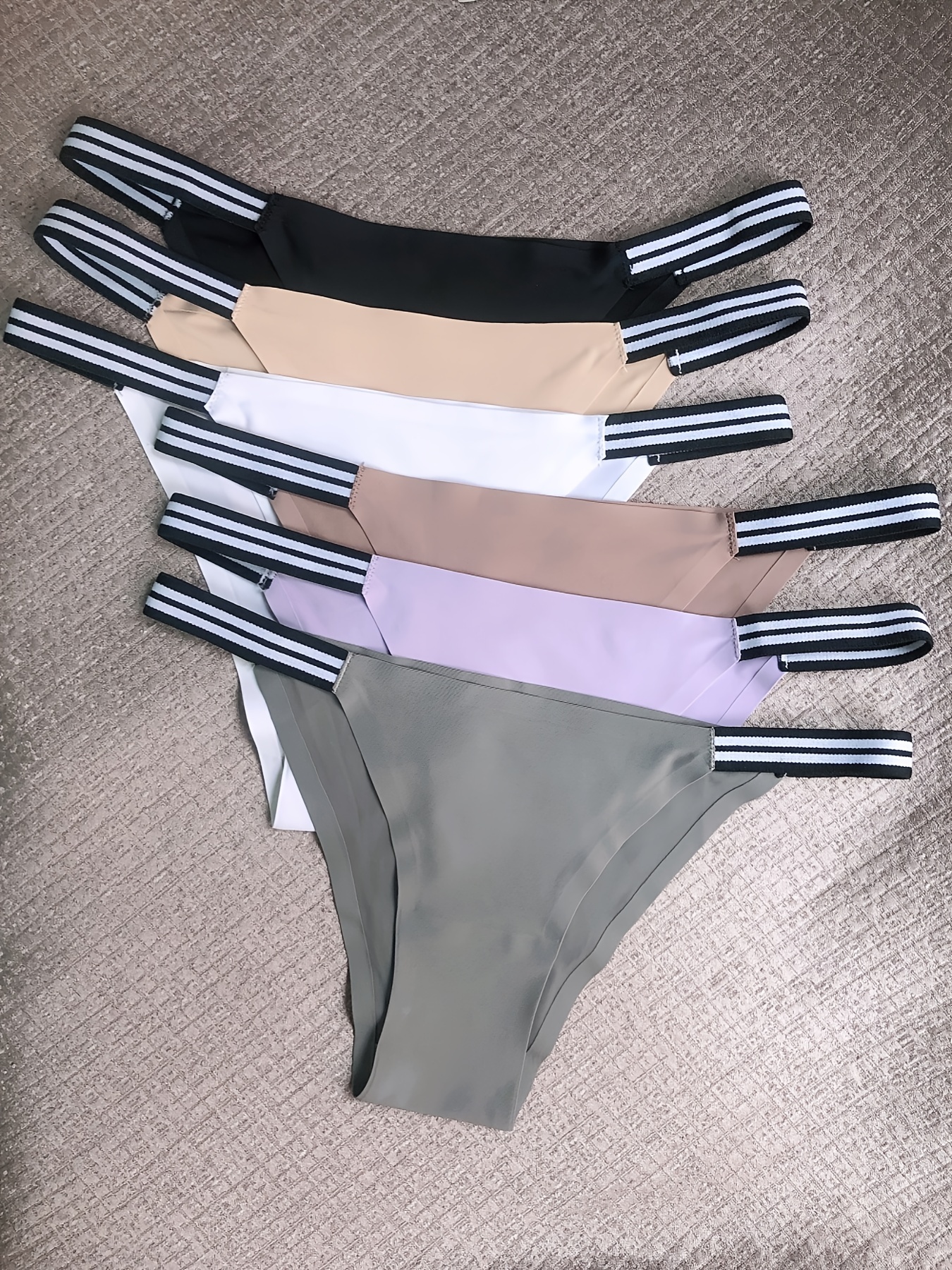 Seamless Ribbed Cotton Low Waist Bikini Panties Women's - Temu