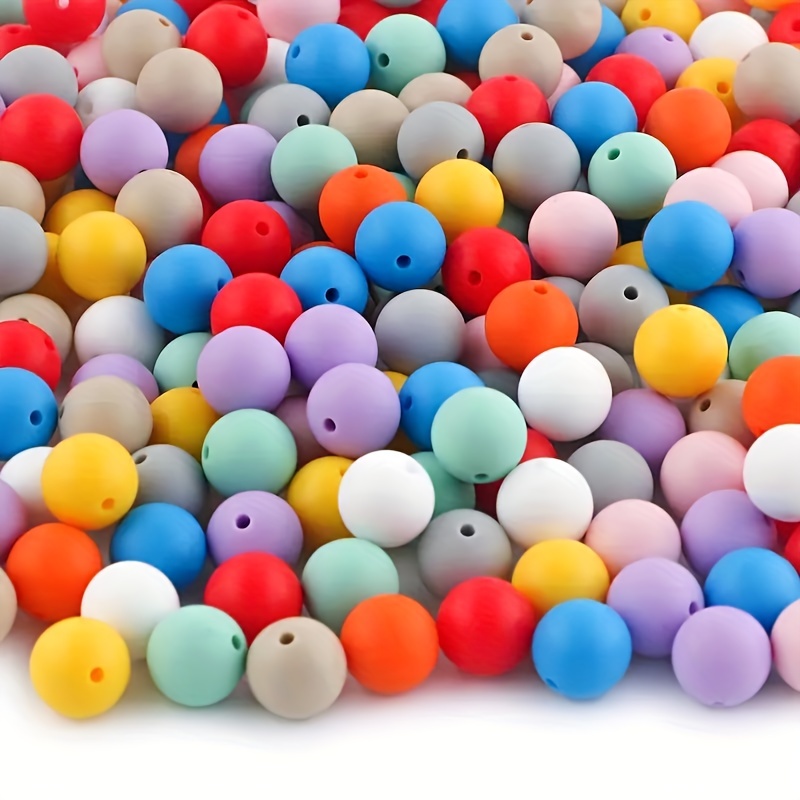 100Pcs 15mm Silicone Beads Multicolor Round Silicone Beads Kit Loose Bulk  Silicone Beads for Keychain Making Necklace Bracelet Crafts, Mixed Color