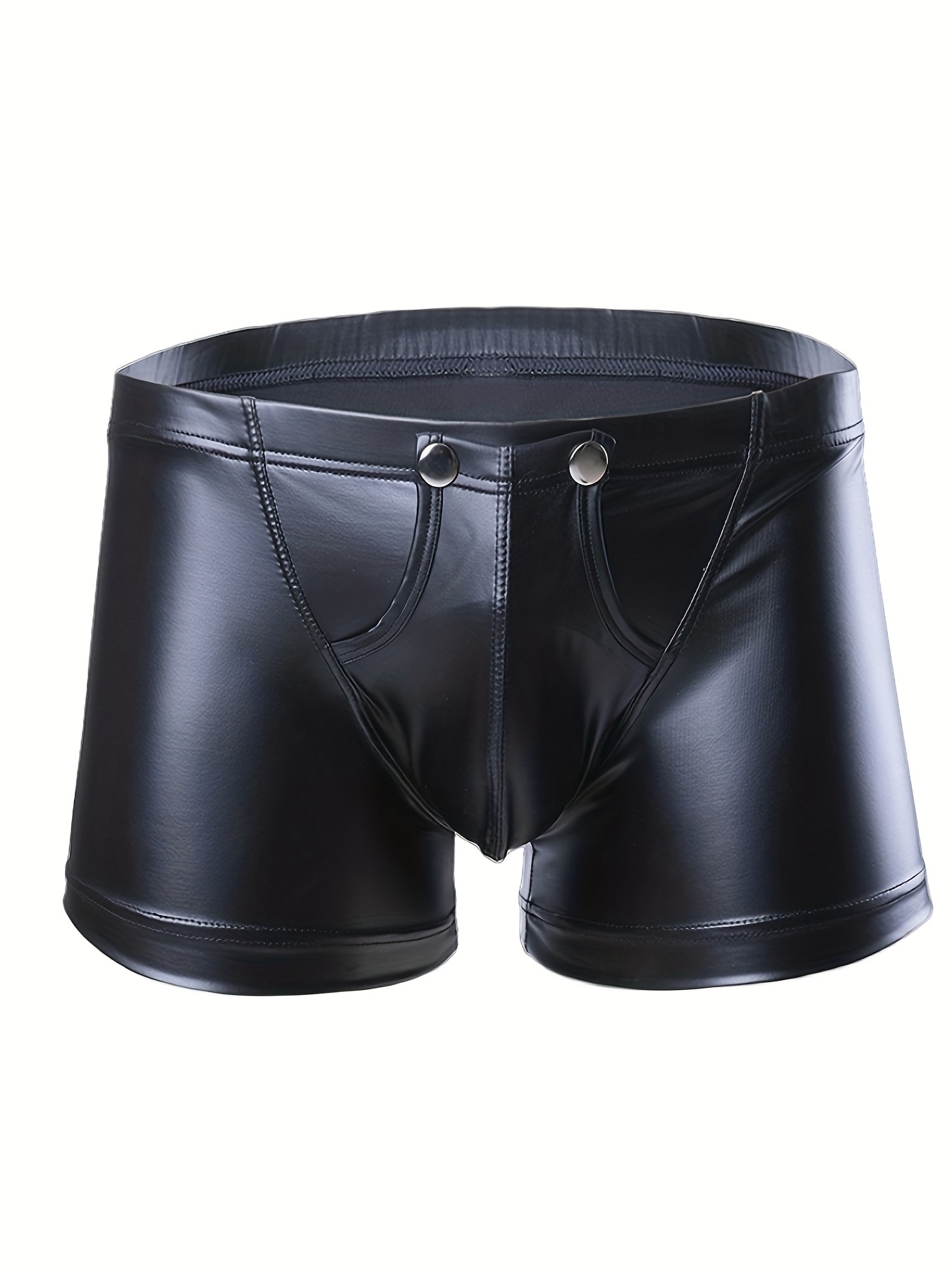  Men's Faux Leather Boxer Shorts Zipper Patent Leather Jockstrap  Briefs Special Night Underwear Club Wear (Black-Blue,S): Clothing, Shoes &  Jewelry