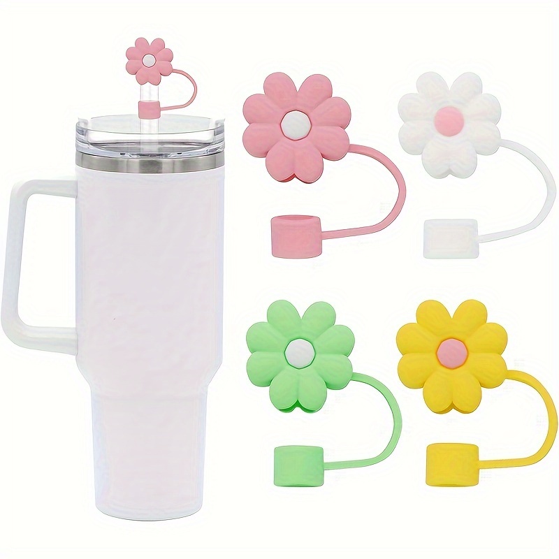 10mm Straw Cover, 6pcs Straw Covers Cap for Stanley Cup 40 oz 30 oz Food  Grade Silicone Cute Large Cloud Flower Straw Topper Tips Cover Protector