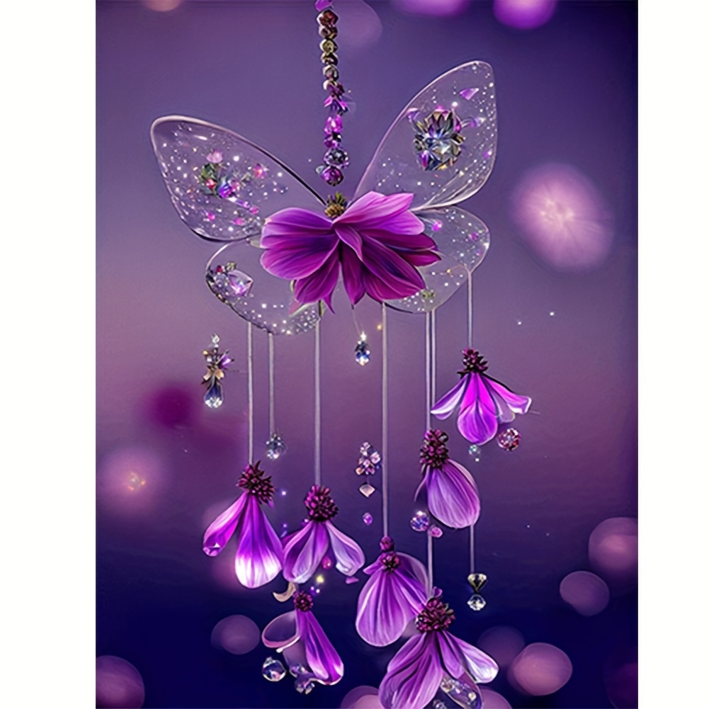 Diy Large Size Diamond Painting Kit 5d Butterfly Flower - Temu