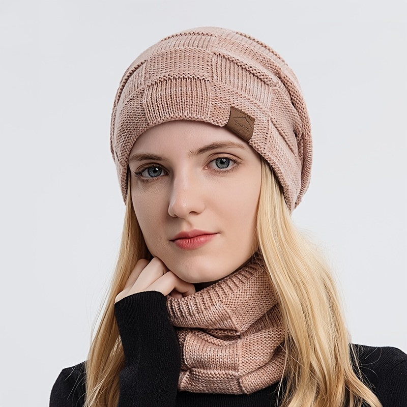 TDEOK Bonnet d'hiver pour femme avec cache-oreilles en tricot avec  cache-oreilles, doublure en polaire, bonnet d'hiver pour femme, écharpe,  masques