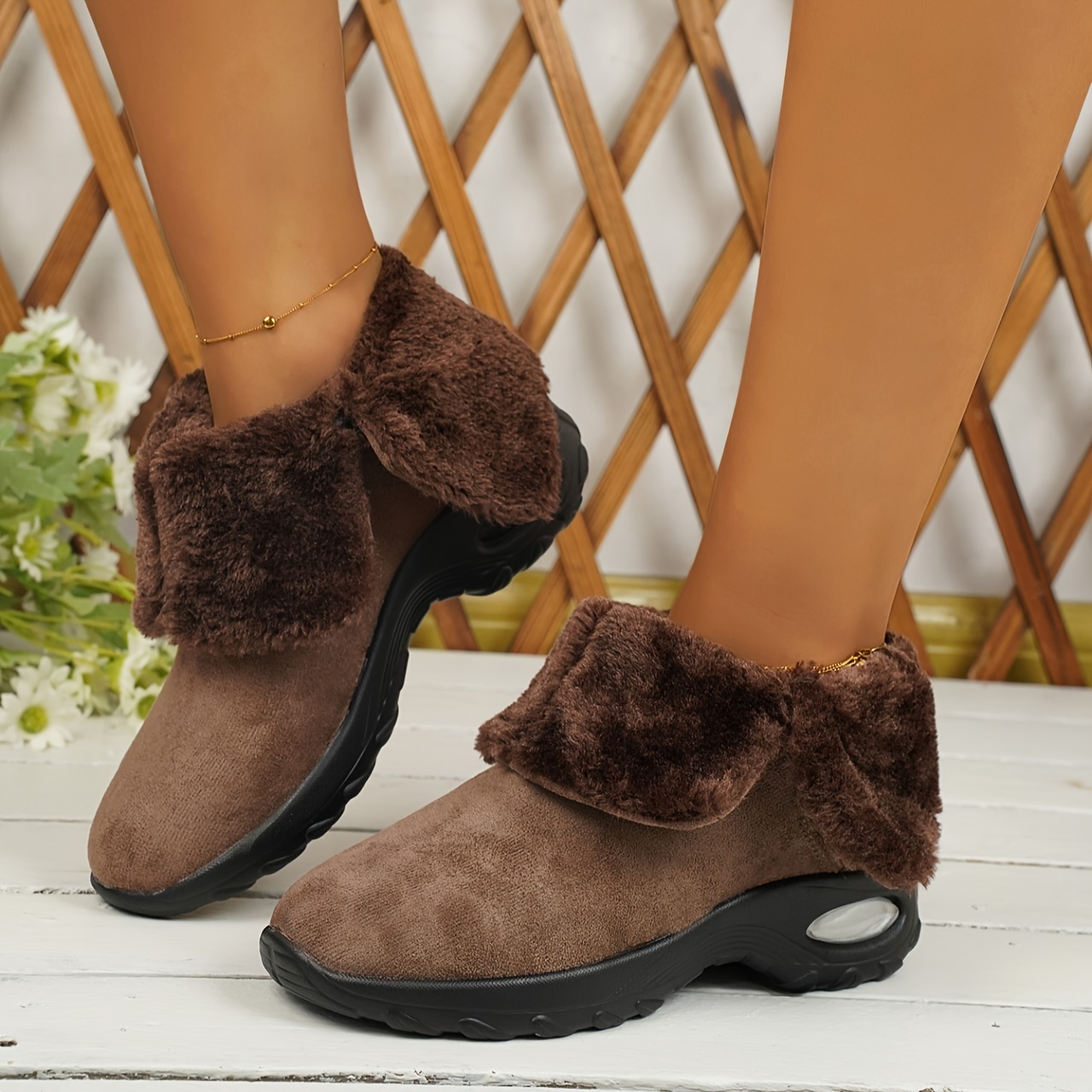 Botas Nieve Forro Polar Mujer Botines Gruesos Sin Cordones Temu