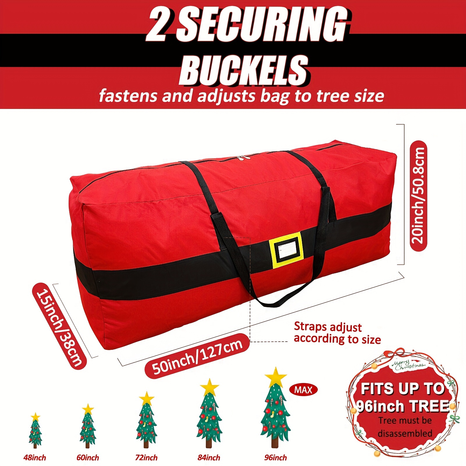 1pcs Bolsa Almacenamiento Árbol Navidad, Bolsas Almacenamiento Árbol Navidad  Grandes 7.5 Pies Árbol Navidad, Estilo Cinturón Hombre Viejo, Bolsa Árbol  Navidad Duradera Oxford 600d, Caja Almacenamiento Árbol Navidad Cremallera  Asas - Hogar