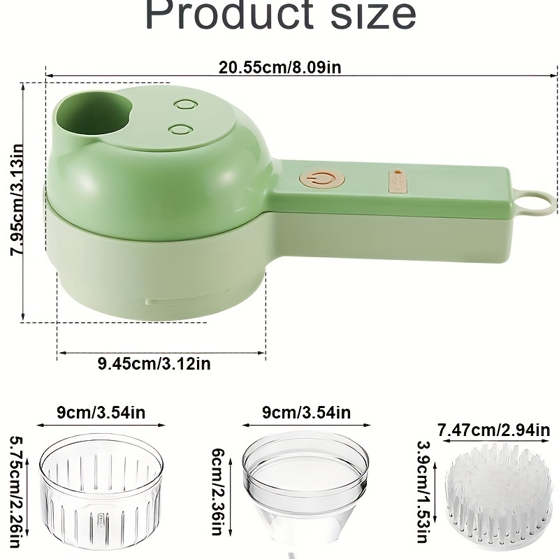 4 in 1 Handheld Electric Vegetable Cutter Set, New Portable Multifunctional Vegetable  Slicer Rechargeable Food Choppers and Dicers for Garlic Pepper Chili Onion  Celery Ginger Meat 