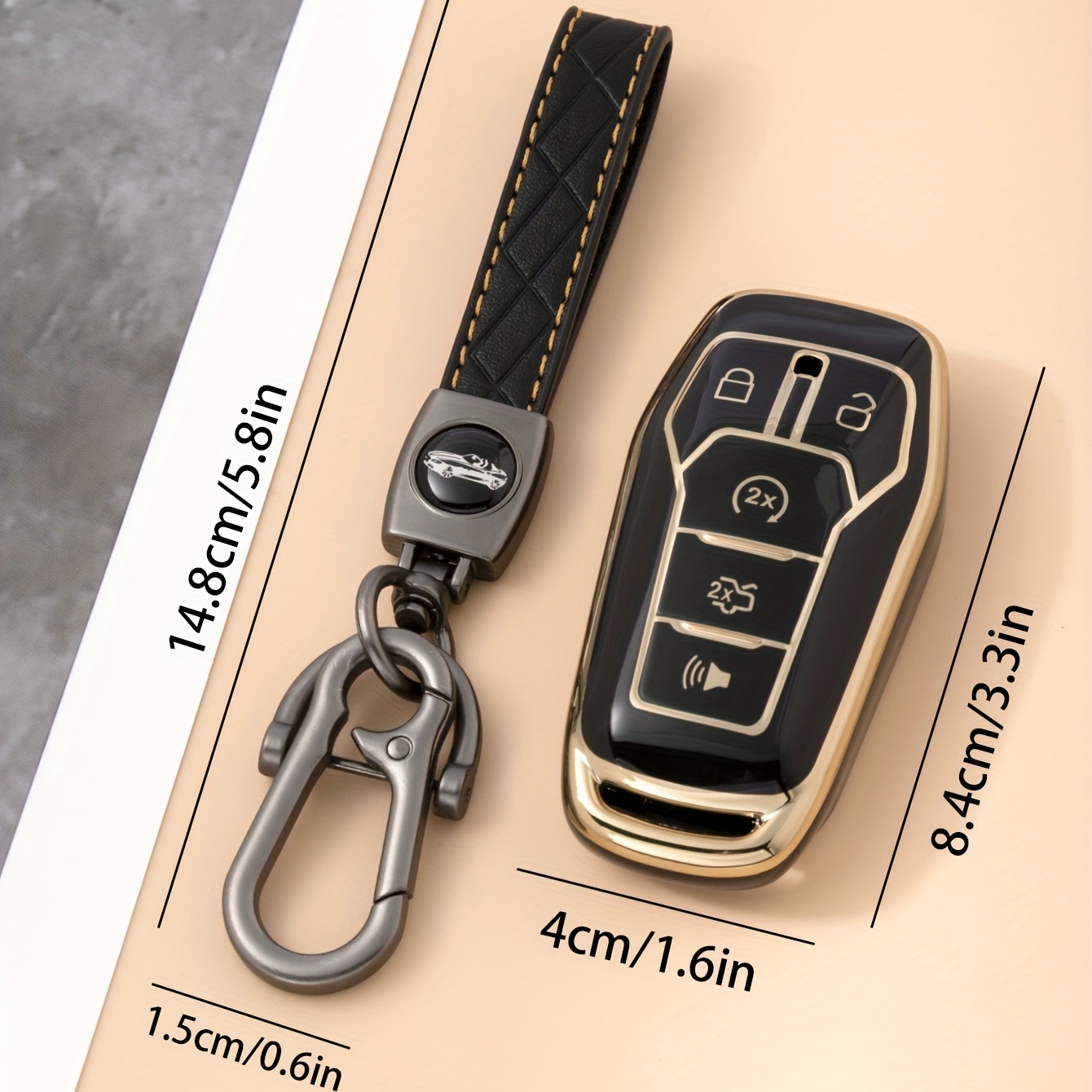 3pcs/set Tpu Soft Shell Car Key Case Cover + Black Braided Car Key