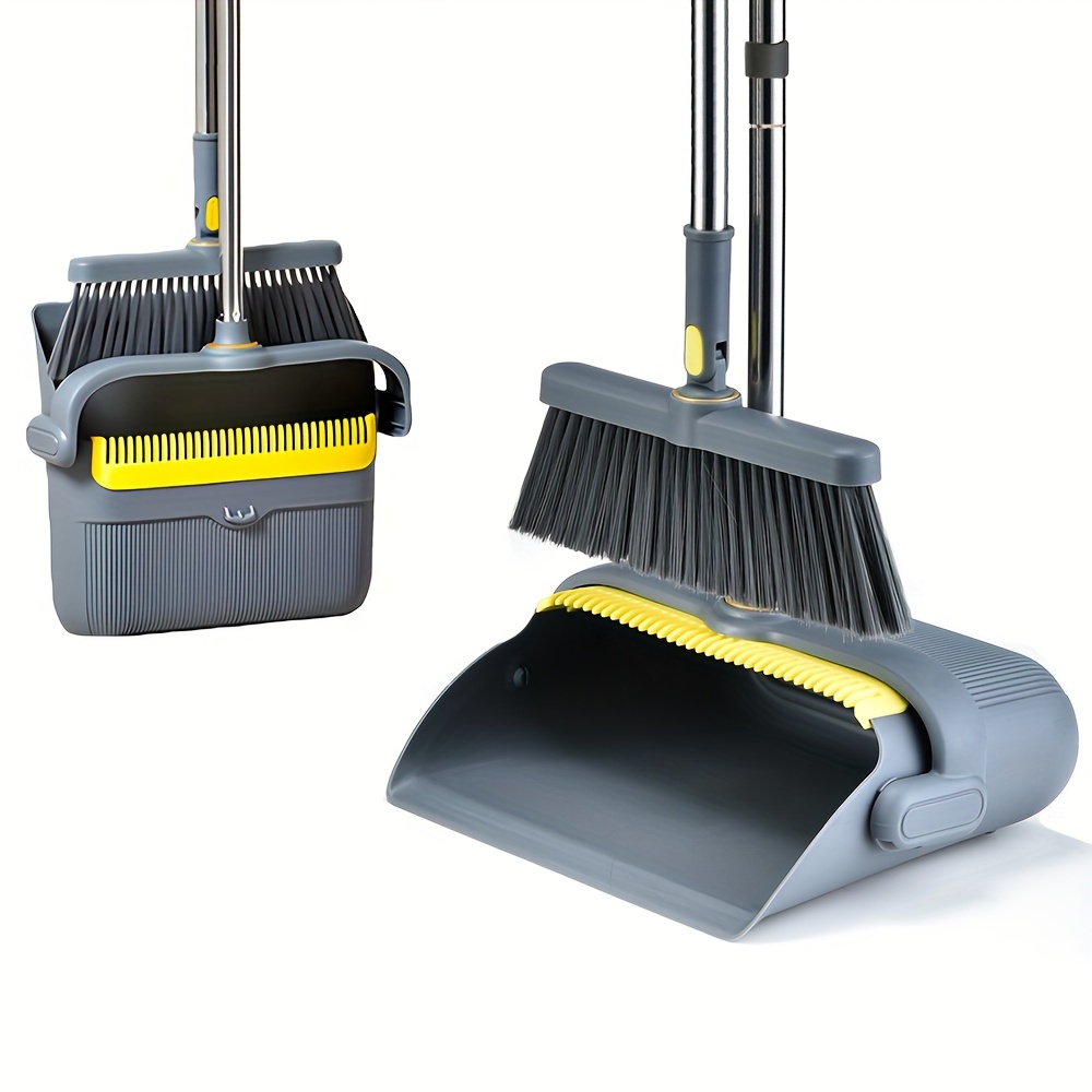 Long Handled Dustpan And Brush Set Dust Pan Handle Broom Upright Sweep  Sweeper