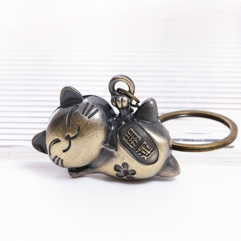 Porte-clé en corde tressée Vintage chat porte-bonheur, 1 pièce