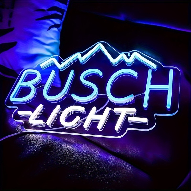 

1pc Busch Light Letters Light, Ice Mountain Neon Light, For Wall Decor Neon Light, Bedroom Led Sign, For Man Cave 9.8*6.7in (blue+white)