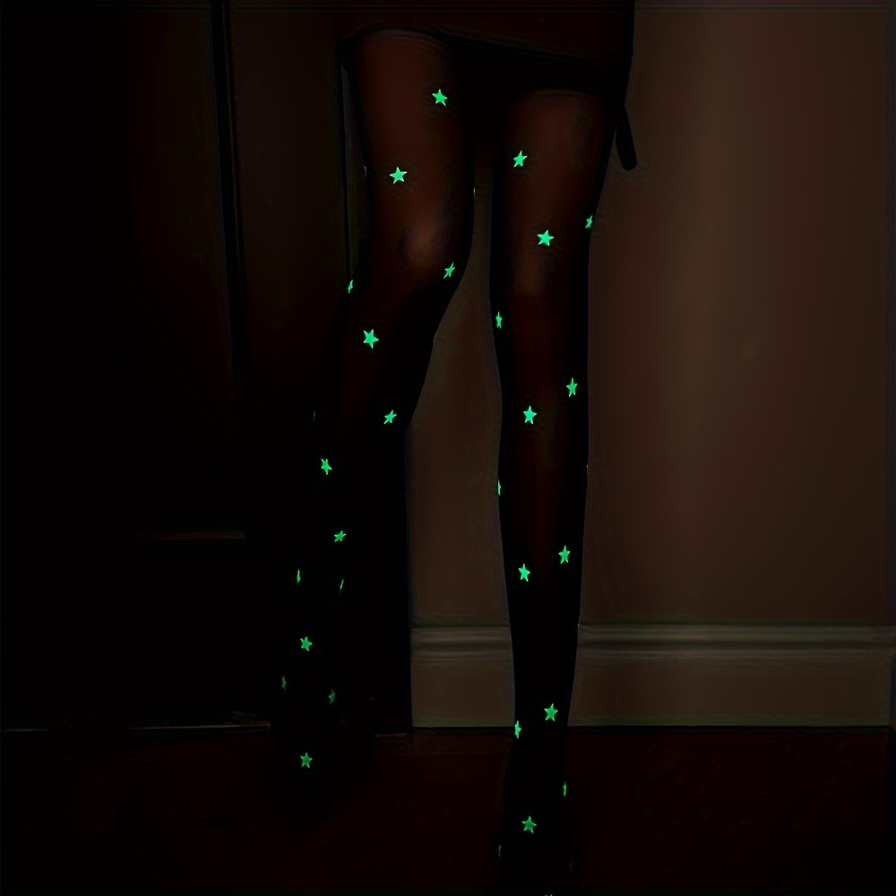 1pc -the-dark Nightclub Jk Tights Halloween Prop Black Luminous Stockings Tights
