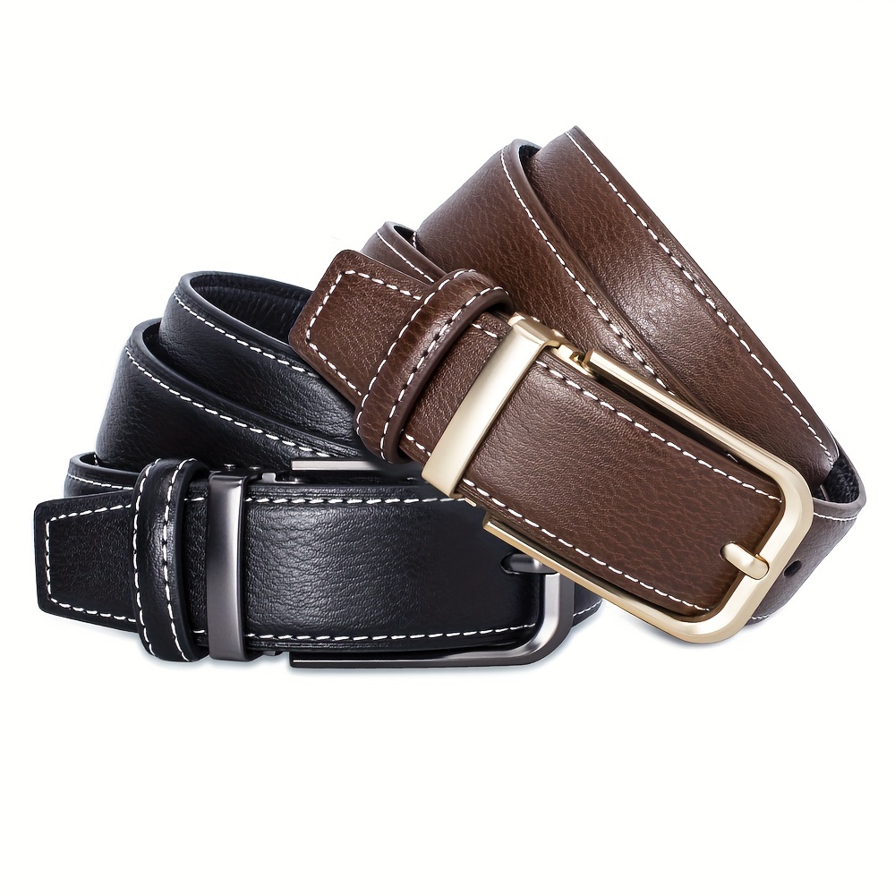 Men Genuine Leather Belt Classic Vintage Pin Buckle Male Belts Luxury Strap  1Pc