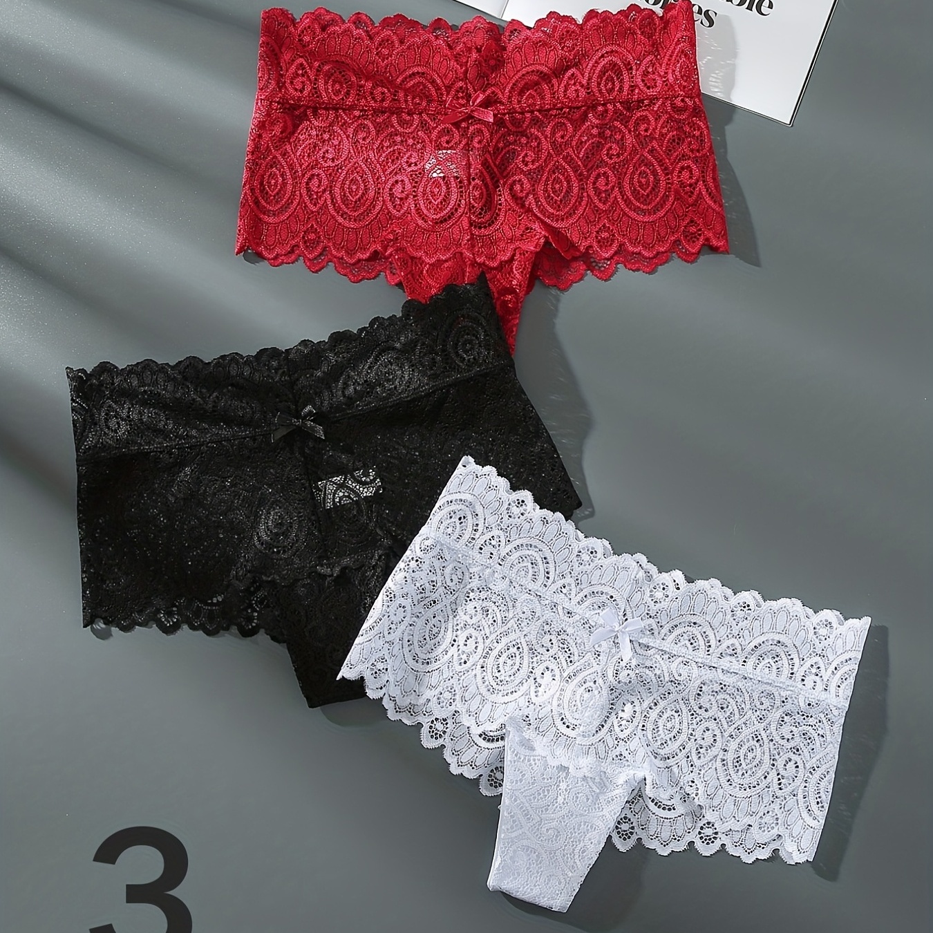 Floral Lace Boyshort Panties Breathable Comfortable Bow Tie - Temu