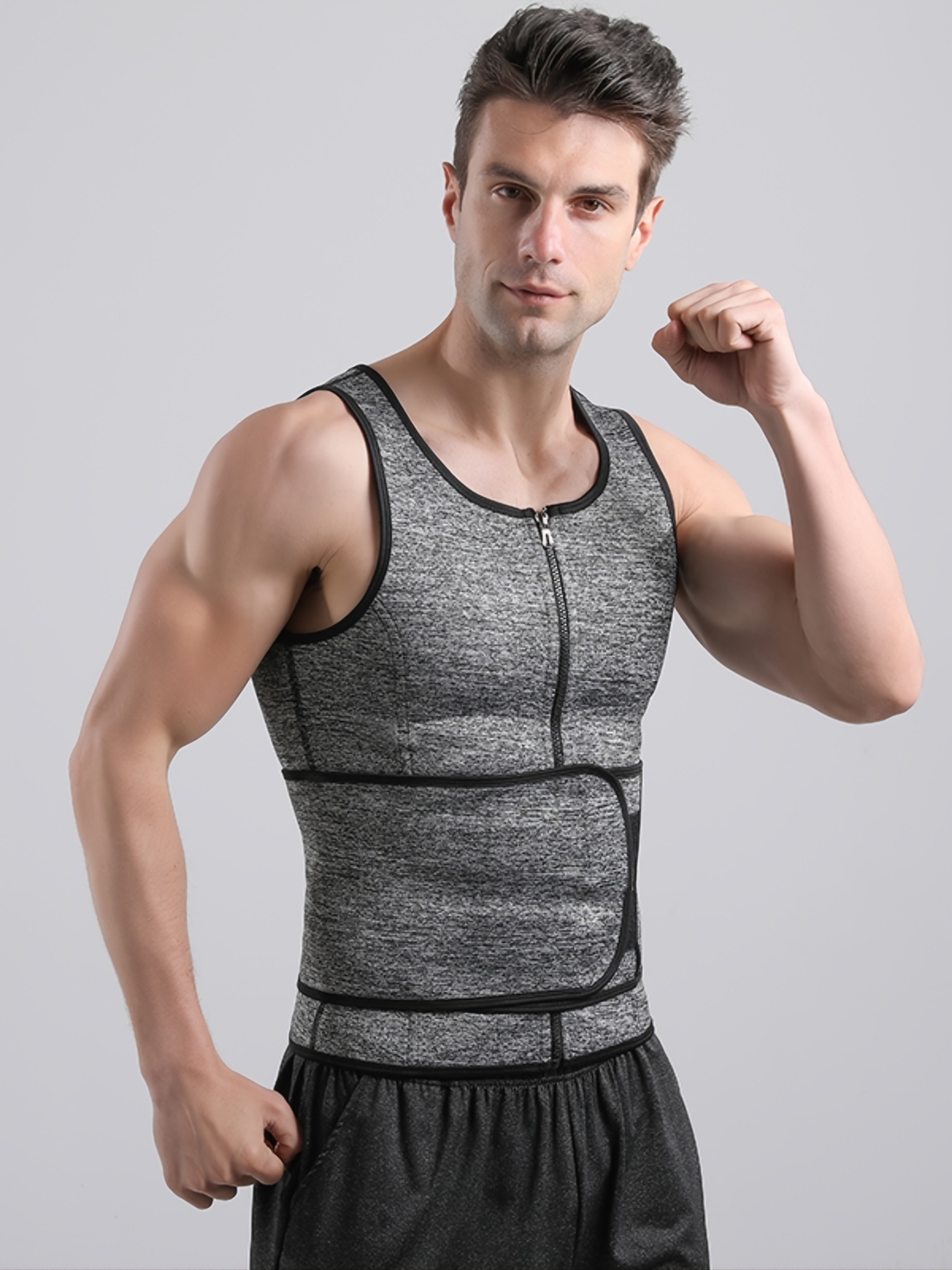 ZOUYUE Mens Sweat Sauna Vest for Waist Trainer, Sweat Sauna Suit Zipper  Neoprene Workout Vest for Men