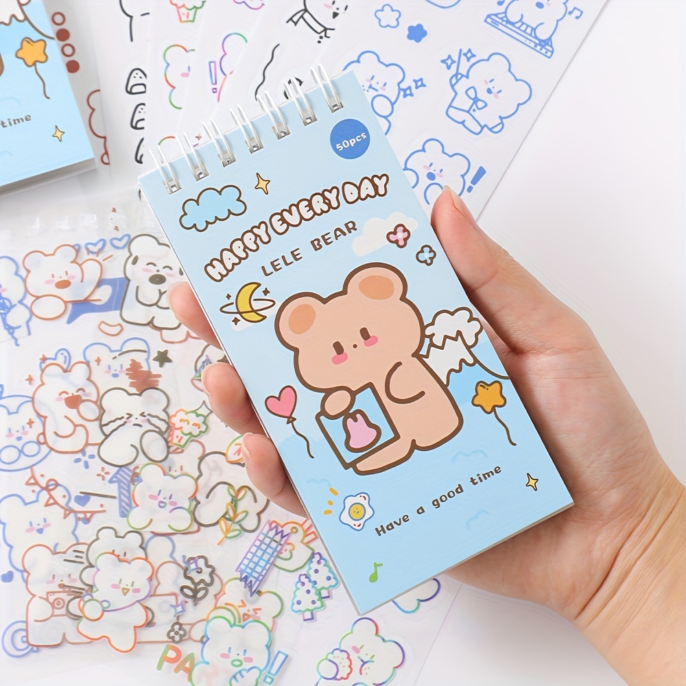 6 Sheets/lot Scrapbook Accessories Students Gift PP Diary Decoration Cute  Cartoon Multi Purpose Children Sticker