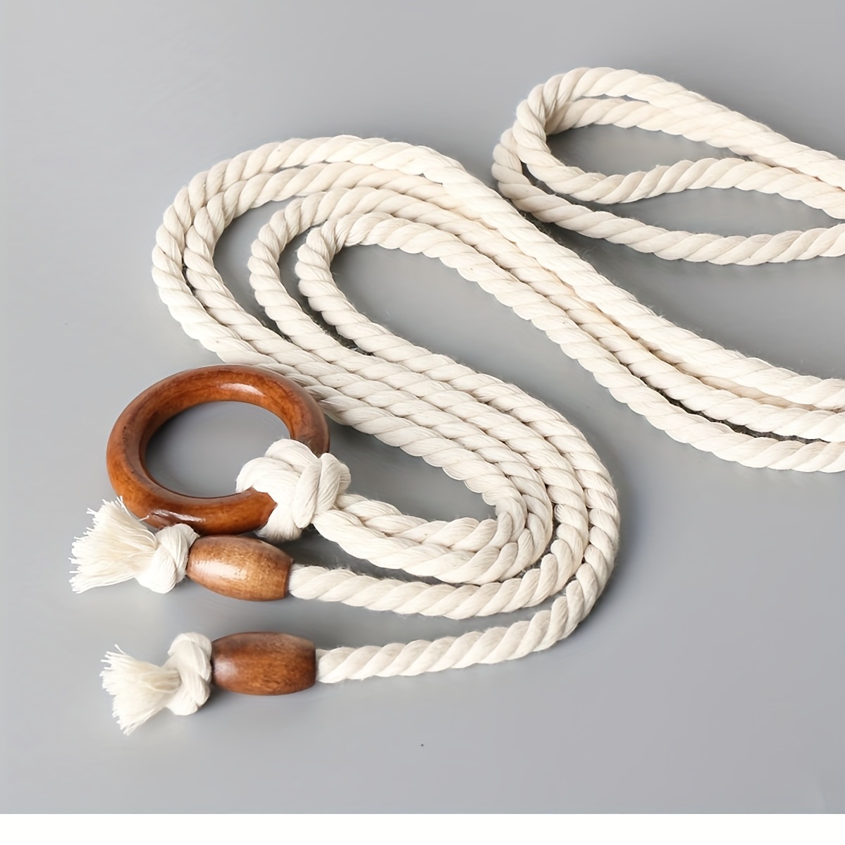 Braided Rope Belt with Tassel Sash - Vintage Style Waistband