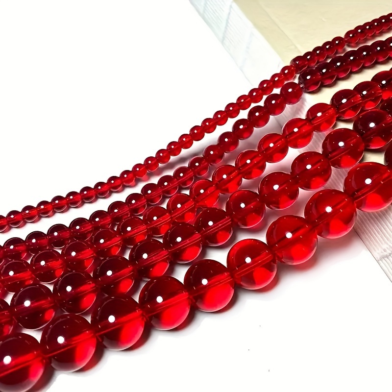 4-12mm Red Coral Glass Natural Stone Charm Round Loose Beads For Jewelry  Making DIY Unique Bracelets Necklace Handmade Craft Supplies