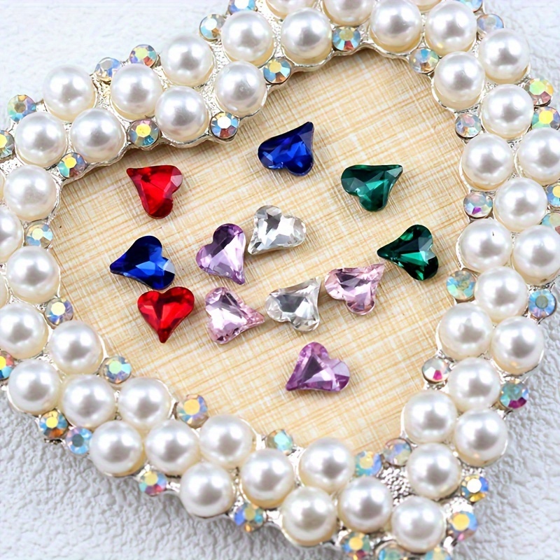 3d Crooked Heart Nail Rhinestones special shaped Peach Heart - Temu