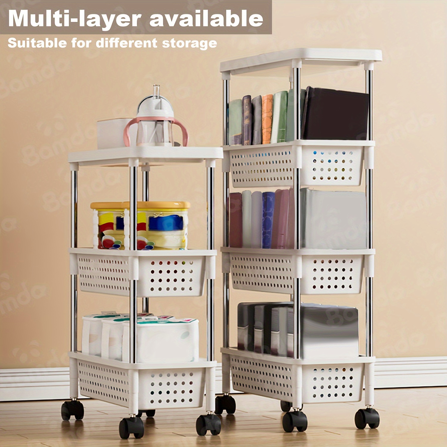 3-tier Cart Shelf, Shelf With Handles, Mobile Snack Cart For Kitchen,  Toilet, Office, Multi-tier Multifunctional Bedroom Bedside Storage Rack -  Temu
