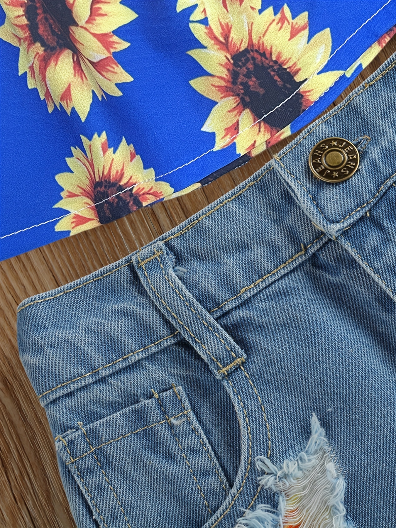 Jean shorts best sale with sunflowers