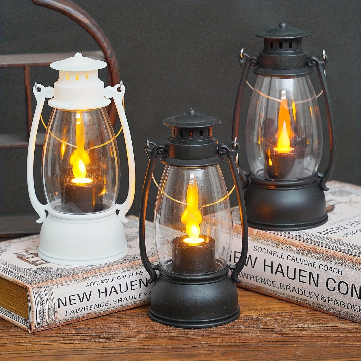 Vintage Portable Oil Lamp Christmas LED Night Lights Battery