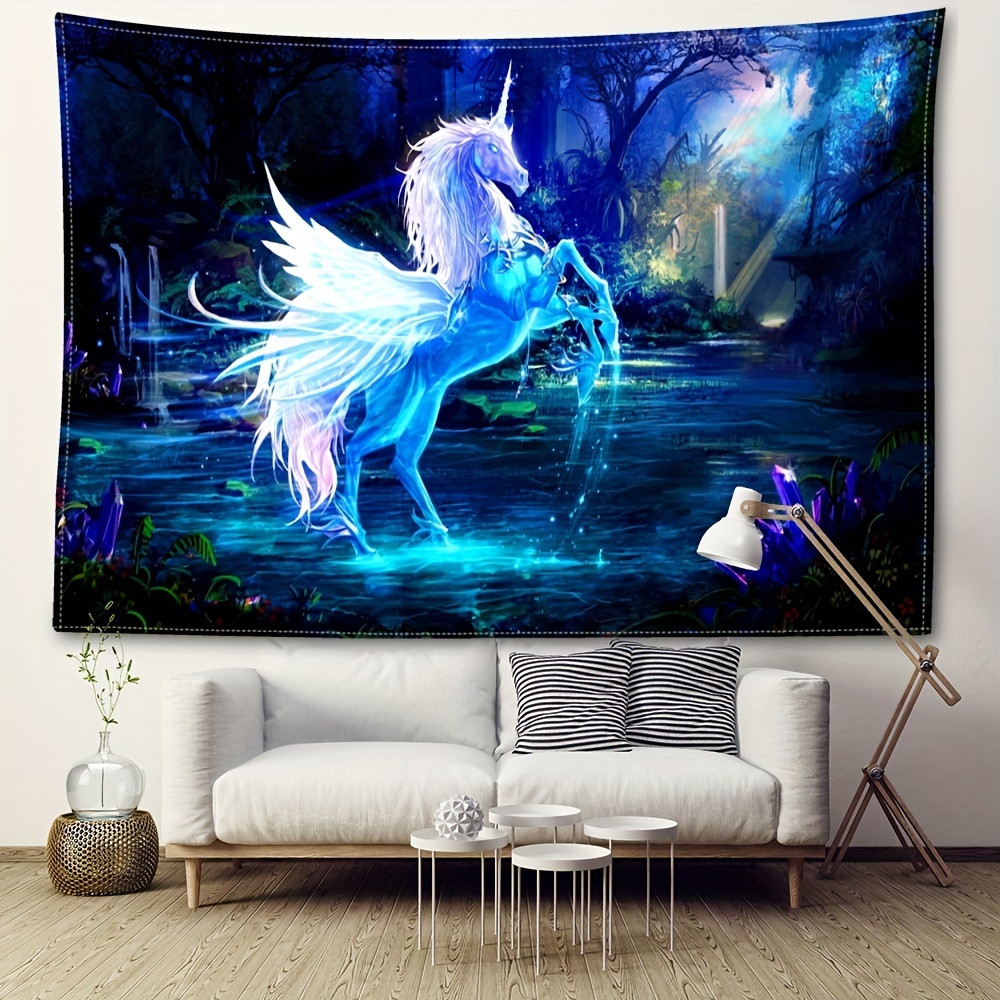 Unicorn Tapestry Wall Art Decor Vintage Forest Garden Home - Temu