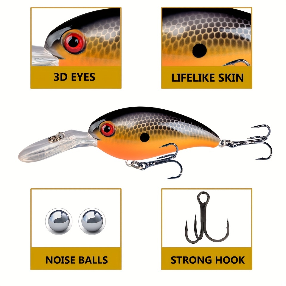 Crankbait Fishing Lures Treble Hooks Bionic Hard Baits - Temu