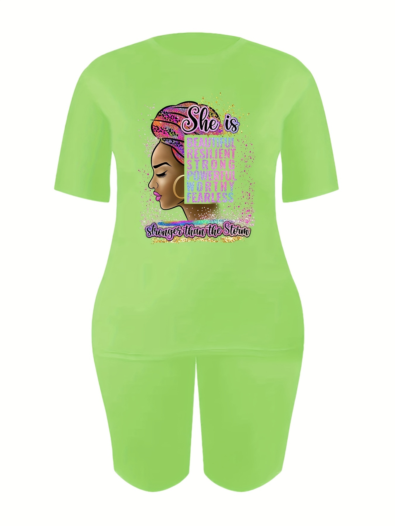 Two piece Set Casual Short Sleeve T shirt & Biker Shorts Outfits