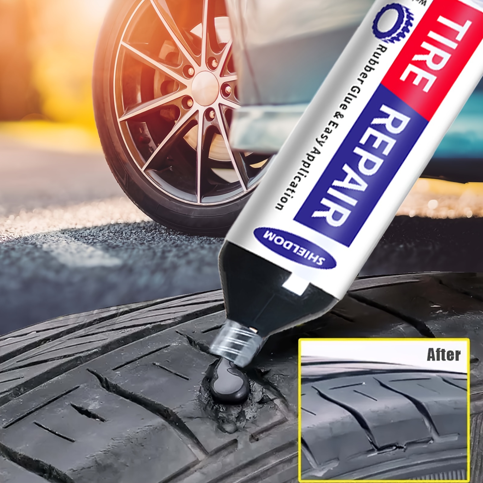 Caoutchouc Réparation de pneu Colle Réparation Fissures de pneu Léger  Opération facile Portable Adhésif fort pour