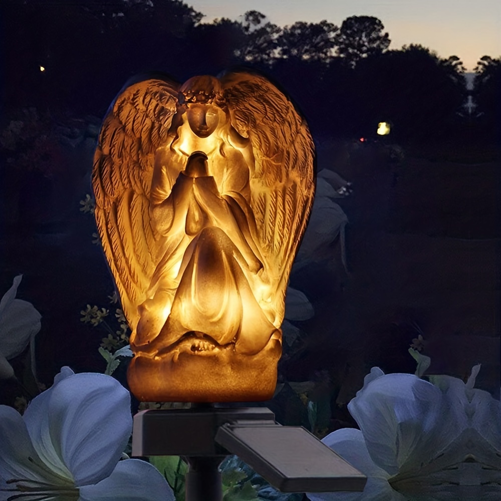 Ornements de jardin Décorations d'anges solaires Statues -filles Ange  gardien Figurine de lumière solaire, cadeaux commémoratifs Sculpture en  résine Décor extérieur pour la maison Pa