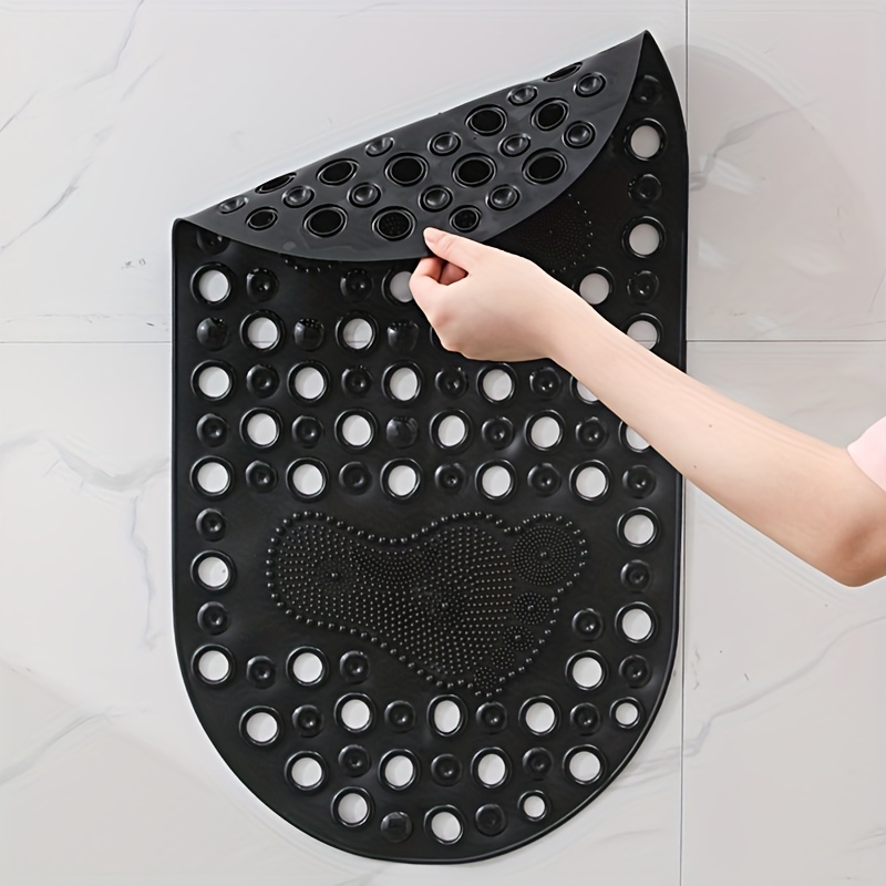 Non-slip Pvc Bathroom Mat With Drain Holes And Suction Cups - Oval Shower  Stall Carpet For Home Bathroom - Soft And Comfortable Bathroom Accessory -  Temu