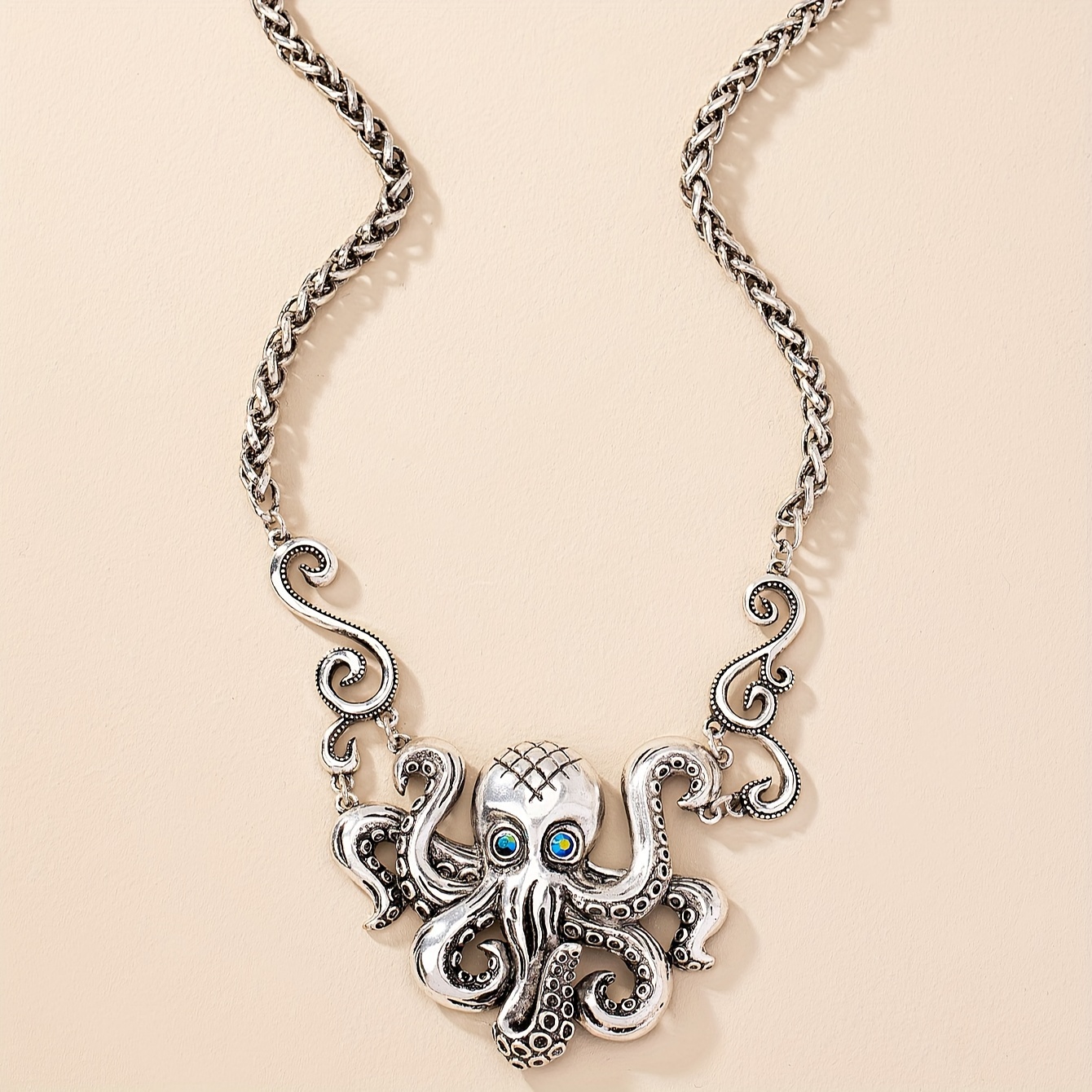 Retro Octopus Necklace with Exaggerated Rhinestones