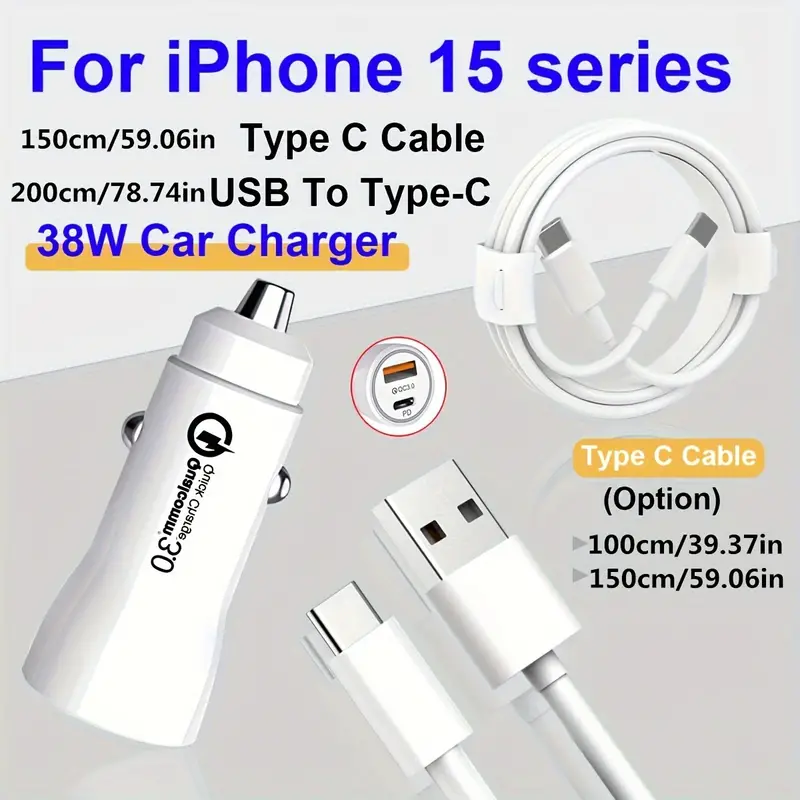 Usb C Car Charger Iphone 15 Series Car Charger Adapter Usb A - Temu