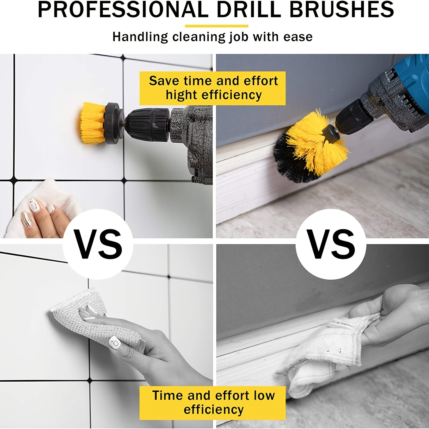 Acquista 3pcs / set Power Scrubber Brush Drill Brush Clean per superfici  del bagno Vasca doccia Tile Fughe Kit di pulizia