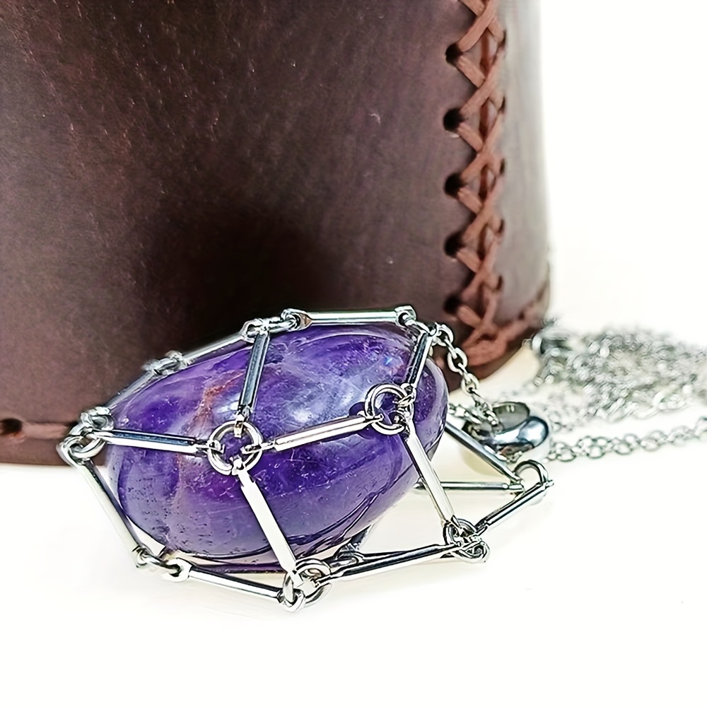  Crystal Stone Holder Necklace, Stainless Steel Cage for Stone, Crystal  Pendant Necklace with Adjustable Length, Crystal Stone Chain Mesh Pendant,  Quartz Gemstone Jewelry, Stone Pouch Necklace : Clothing, Shoes & Jewelry