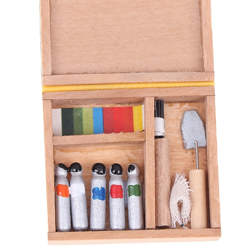 Miniature Paint Palette and Brushes Set, Dollhouse Miniatures, 1:12 Scale,  Mini Paints, Mini Paint Brushes, Dollhouse Decor, Accessories 