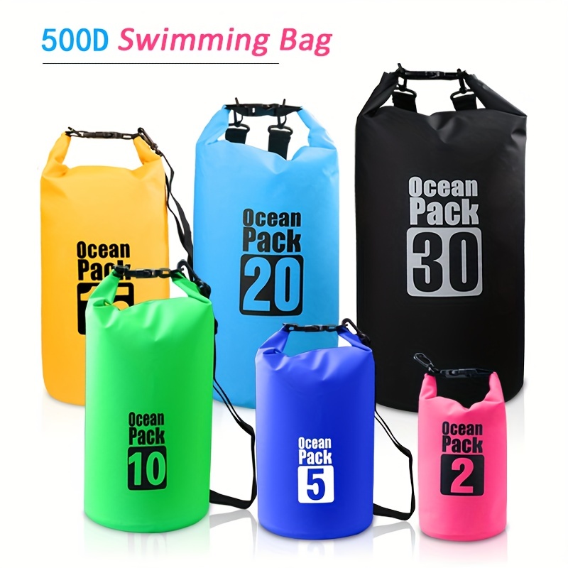 

500d Waterproof Swimming Bag, 2/5/10/15/20/30l Waterproof Floating Dry Gear Bags For Boating, Fishing, Rafting, Swimming