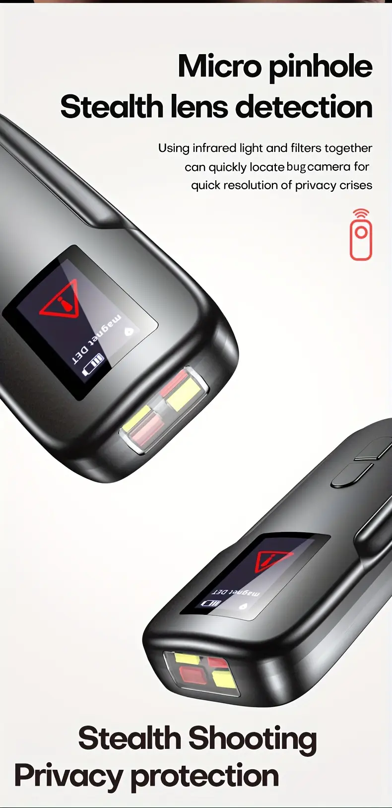 2024 upgraded camera detectors with oled screen bug detector listening device detector rf signal detector privacy protector 6 levels sensitivity 4professional modes infrared sensing function without function of wireless signal emission details 7
