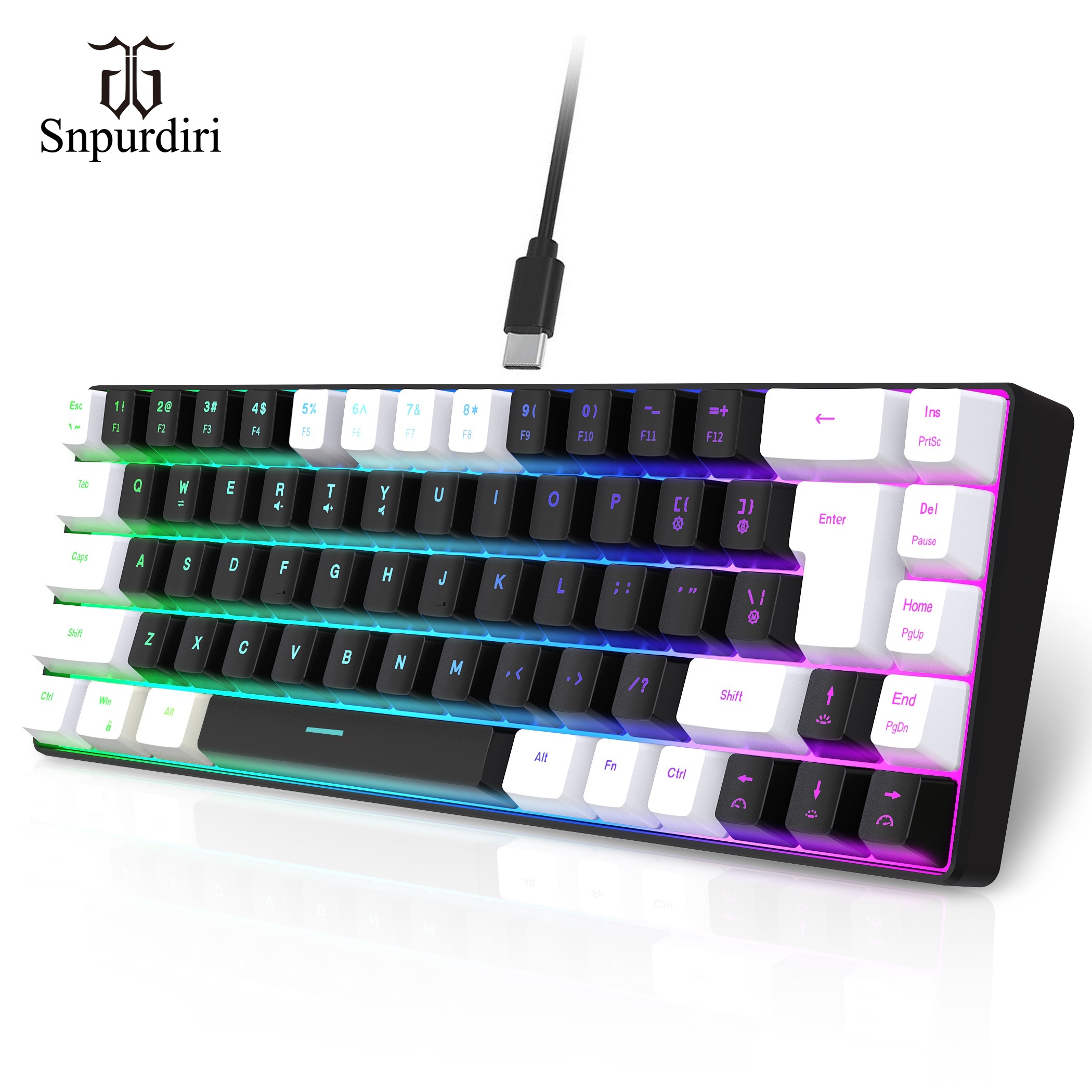 60% Wired Game Keyboard Rgb Backlit Ultra small - Temu