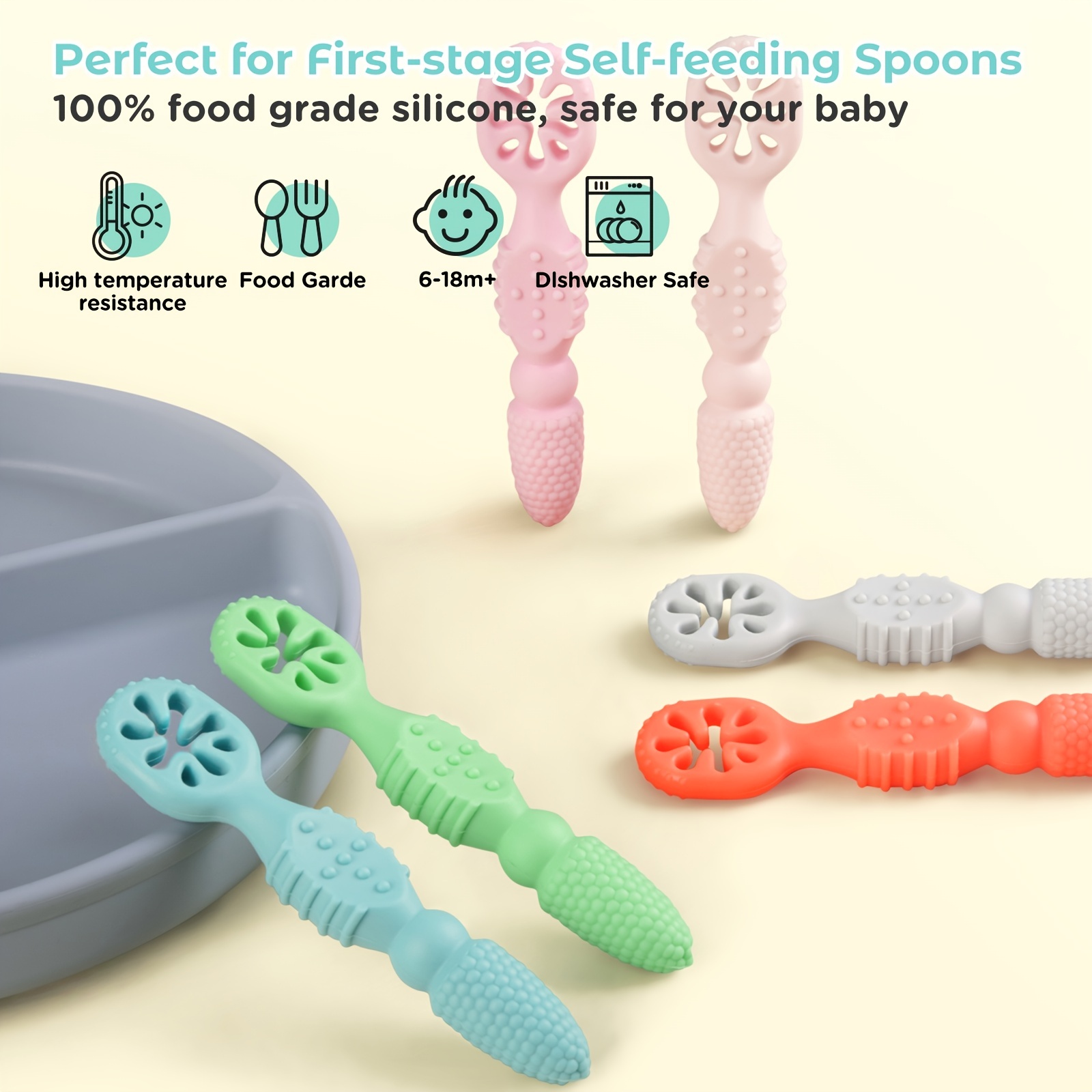 Baby Spoons - Self-feeding Toddler Utensils - First Stage Baby Led Wea