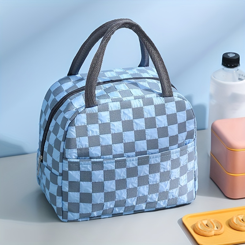 Checkerboard Lunch Bag For Women Insulated Lunch Box Reusable Cooler Tote  Bag
