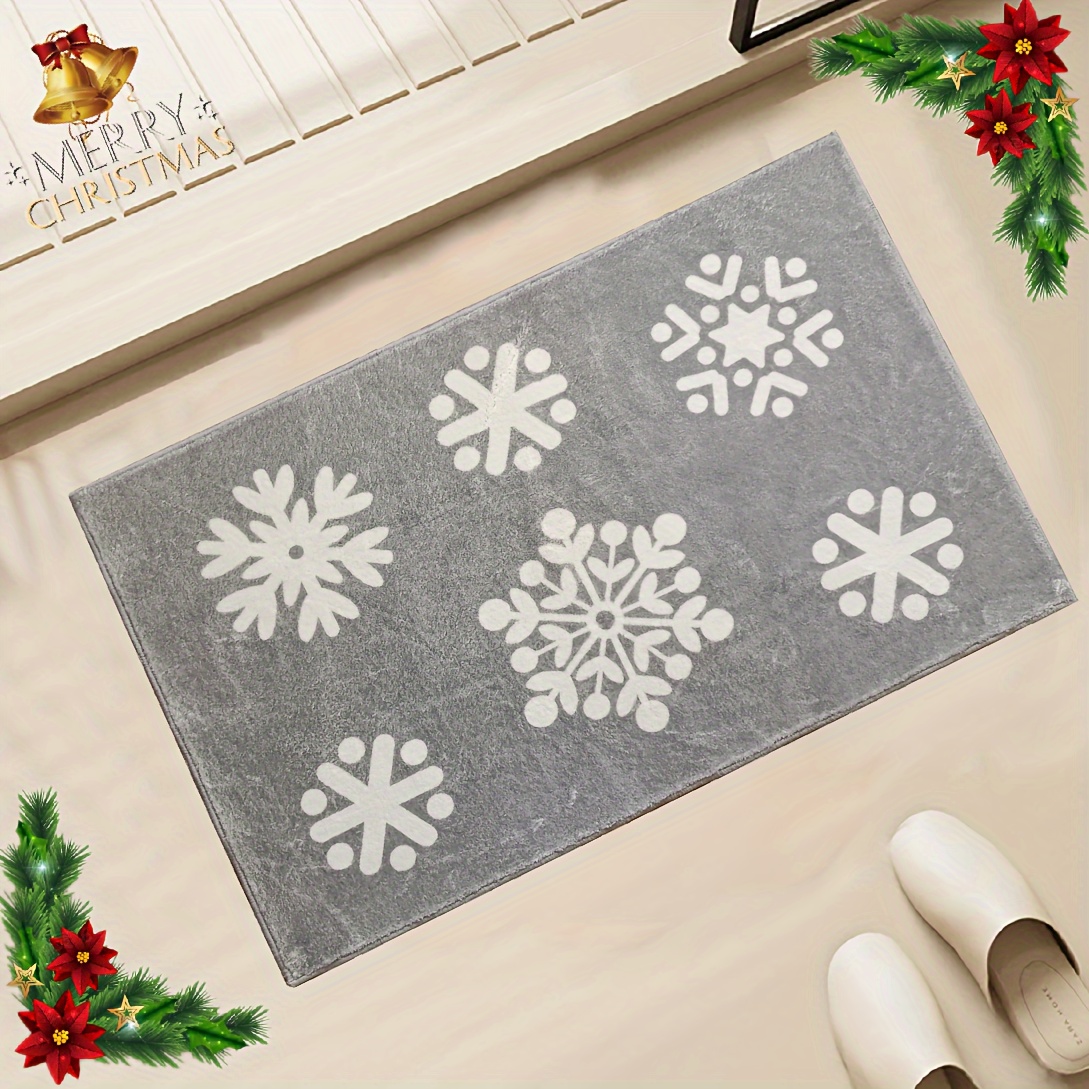 Christmas Snowflake Bathroom Rug Grey Snowflake Welcome Mat - Temu