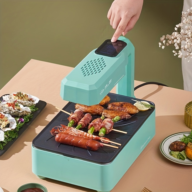 Green Lcd Touch Screen Barbecue Grill Household Smokeless - Temu