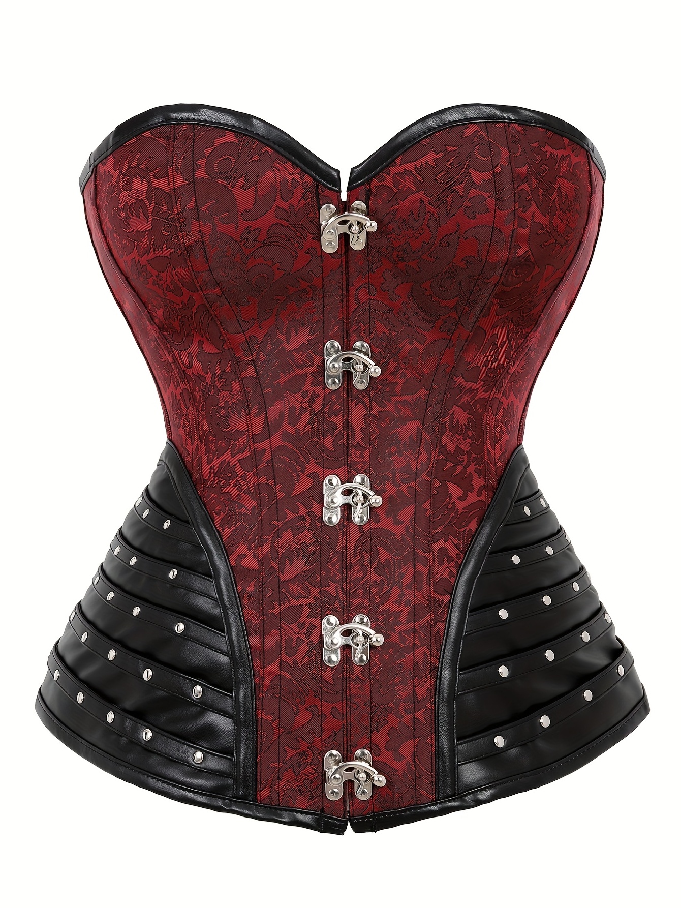 Women's Gothic Jacquard Lacing Underbust Corsets Red