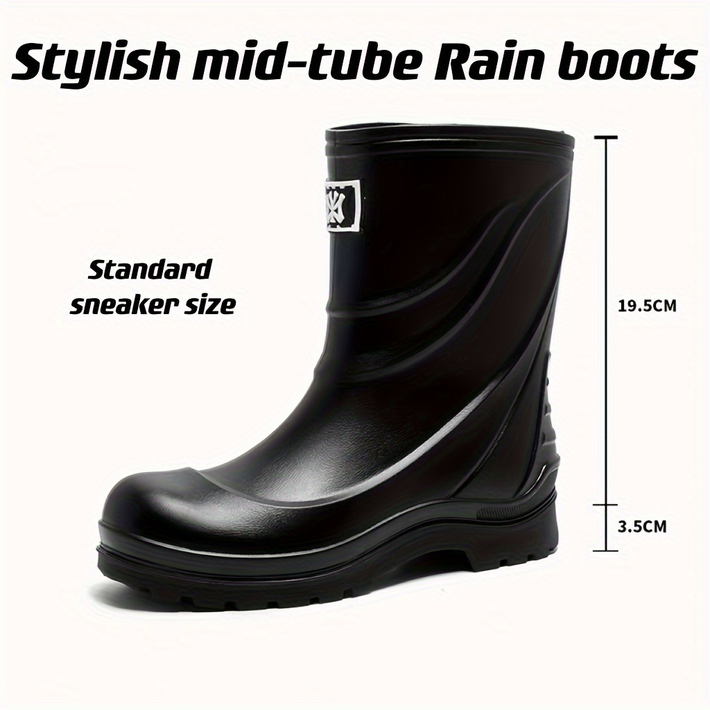 Mens Calf Rain Boots Non Slip Wear Resistant Waterproof Rain Shoes