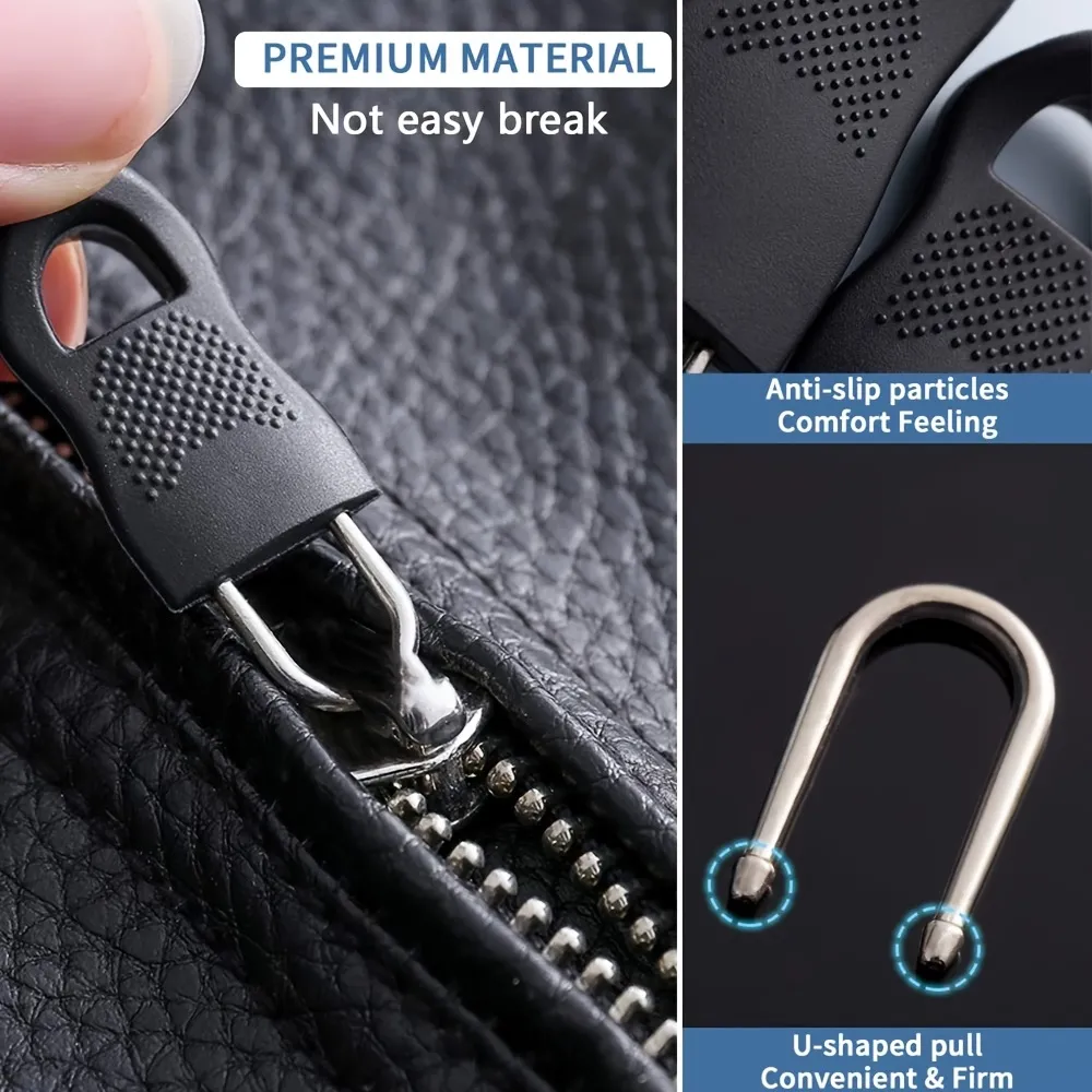 Universal Zipper Puller Set Replacement Zip Slider Teeth Rescue Detachable  Zipper Pulls Tab Fixer Black For Jackets Luggage - Temu